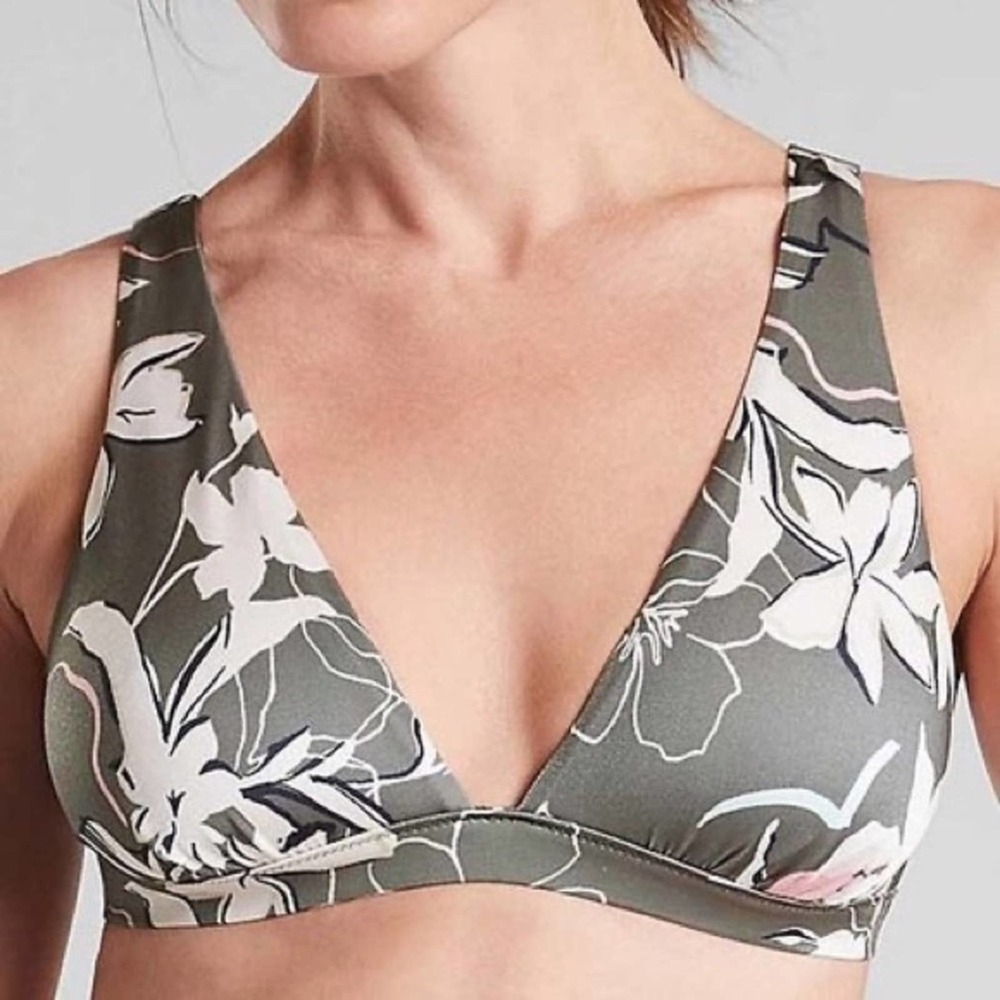 Athleta Aqualuxe Wildflower Plunge Bikini Top NWT